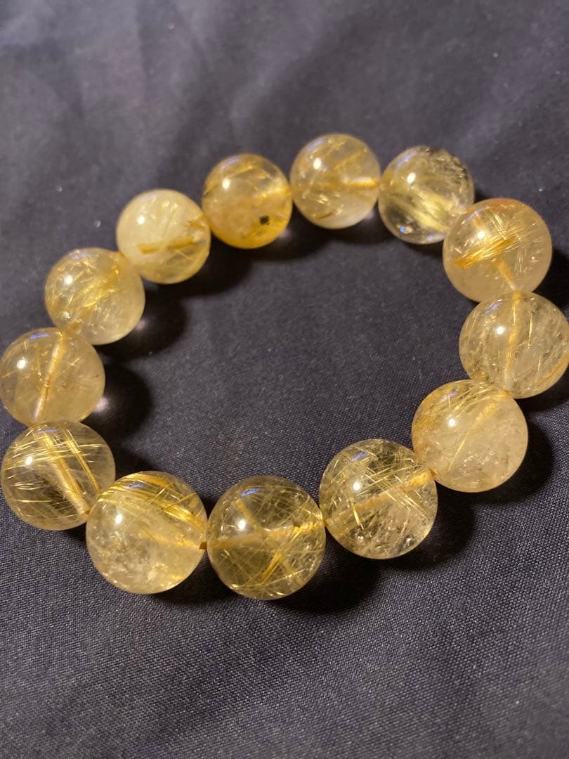 天然石 ゴールドルチルクォーツ ブレスレット 15mm 金針水晶