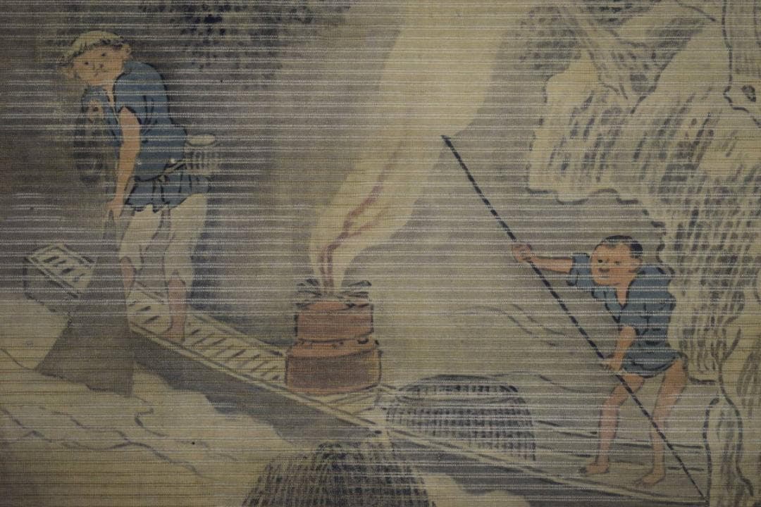 模写/謝寅/与謝蕪村/山水漁夫図/布袋屋掛軸HF-762 与謝蕪村 : 夏景山水図 ・掛軸 ・絹本 ・江戸時代 ・18世紀 ・ Yosa