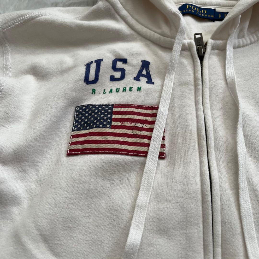 Polo Ralph Lauren ジップパーカー ビッグポニー ホワイト S - メルカリ