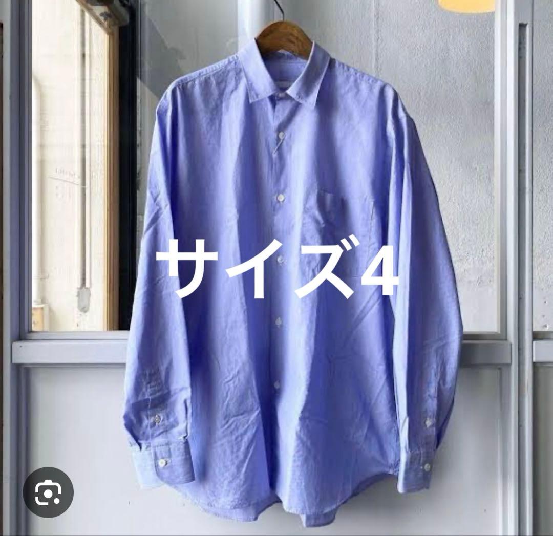 COMOLI 新型コモリシャツ サイズ4 青　ブルー