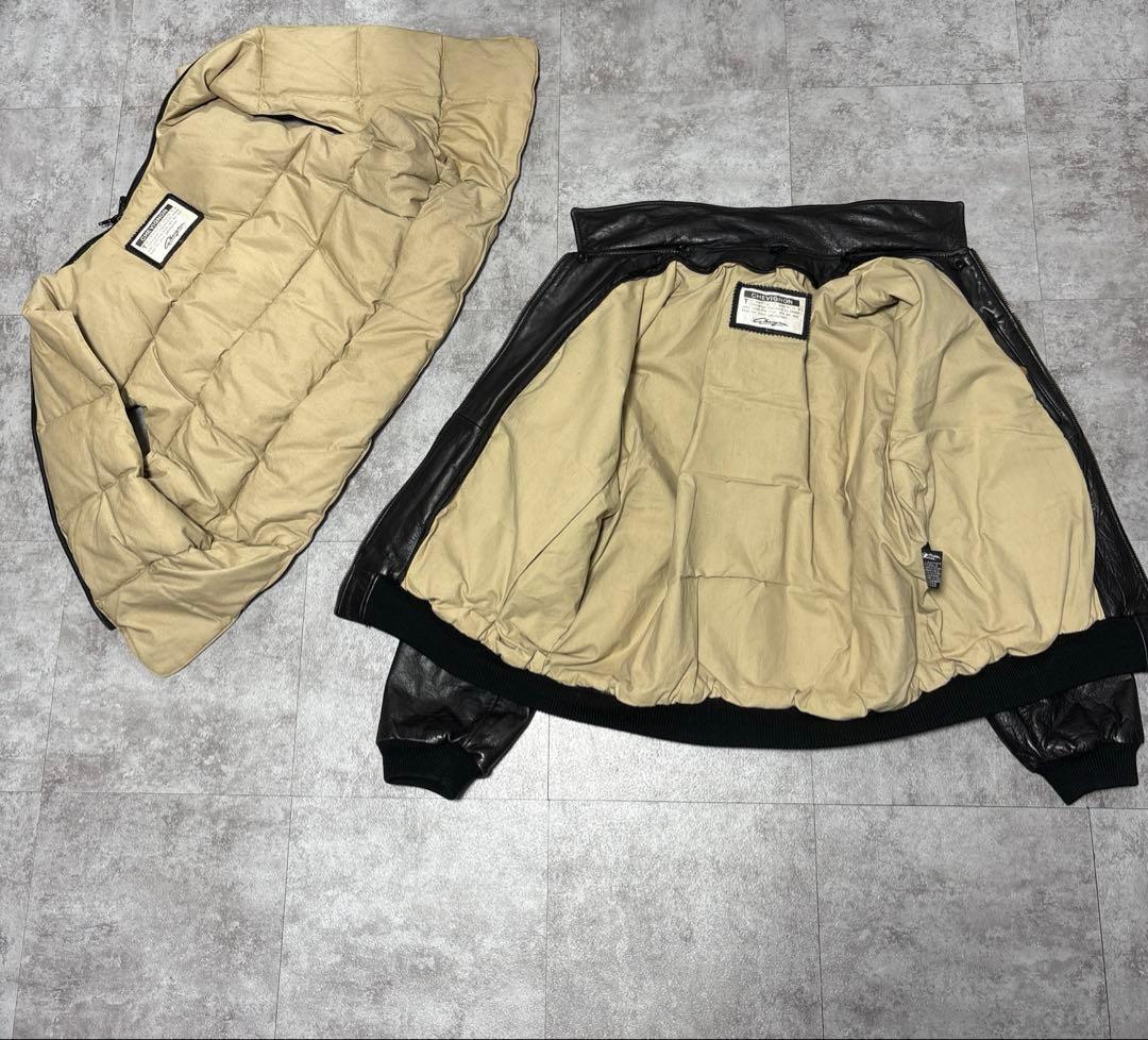 80s chevignon leather down jacket ダウンL