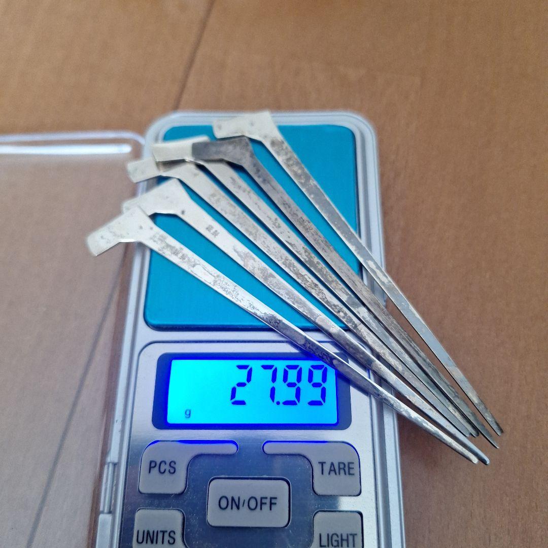 銀製 楊枝 おしゃれ 茶道具 菓子切り ６本セット 箱付き　刻印有り