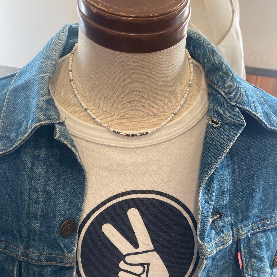 550 小粒ホワイトターコイズとSV925製ナバホパールのオリジナルネックレス