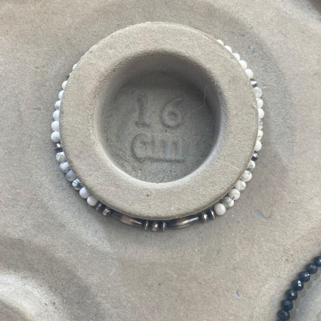 550 小粒ホワイトターコイズとSV925製ナバホパールのオリジナルネックレス