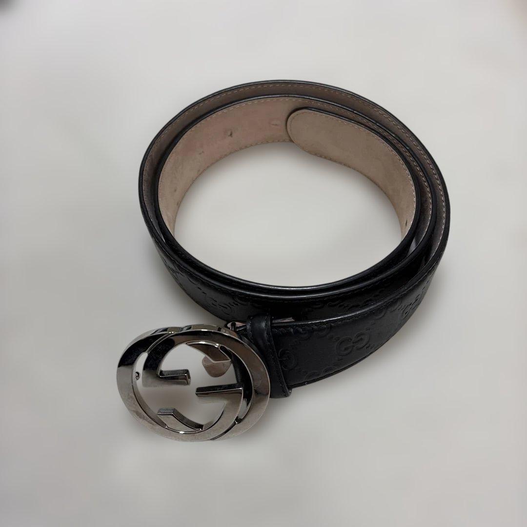 GUCCI ブラックレザー ダブルGロゴベルト