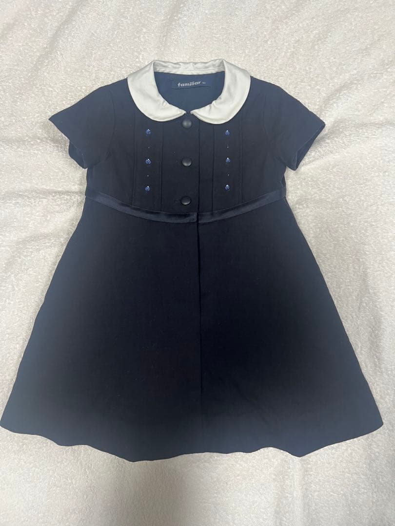 お受験familiar フォーマルワンピース 90 ネイビー