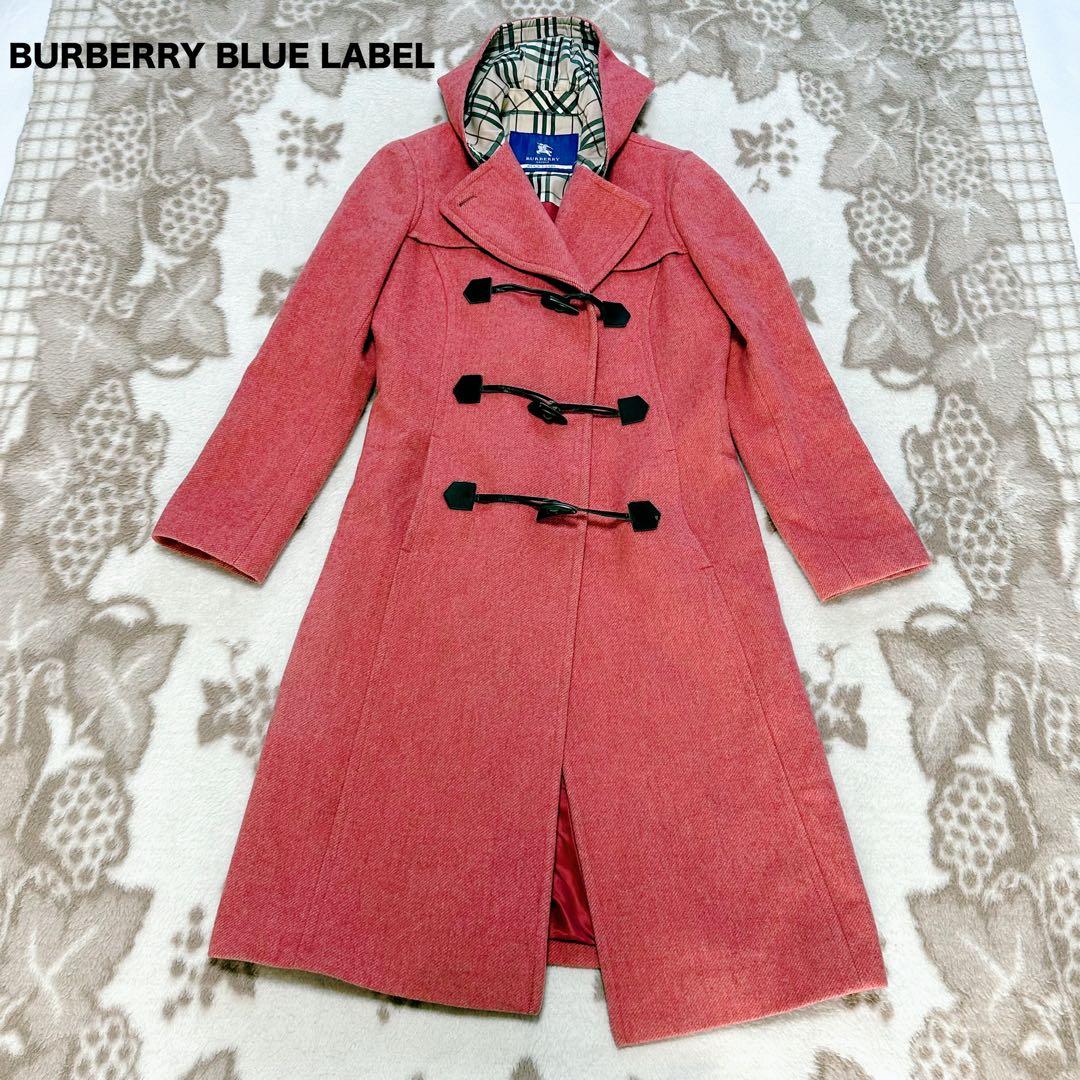 バーバリーブルーレーベル ダッフルコート ロング ウール ノバチェック フード バーバリー ブルーレーベル ロングダッフルコート ノバチェック