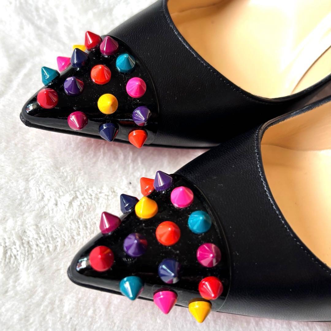 極美品 ルブタン パンプス 37 スタッズ ヒール 黒 レッドソール 購入