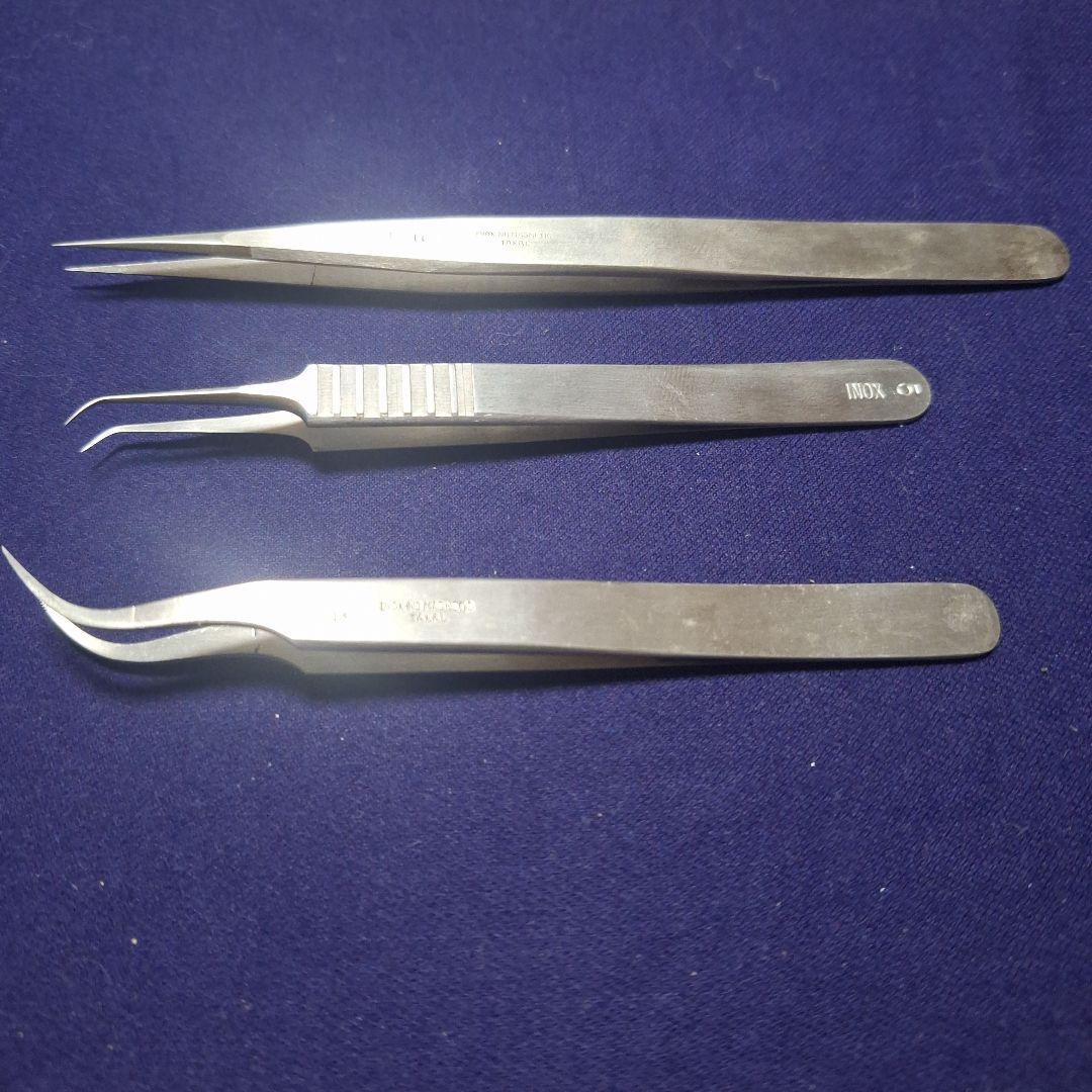 INOX ステンレススチール ピンセット3本セット