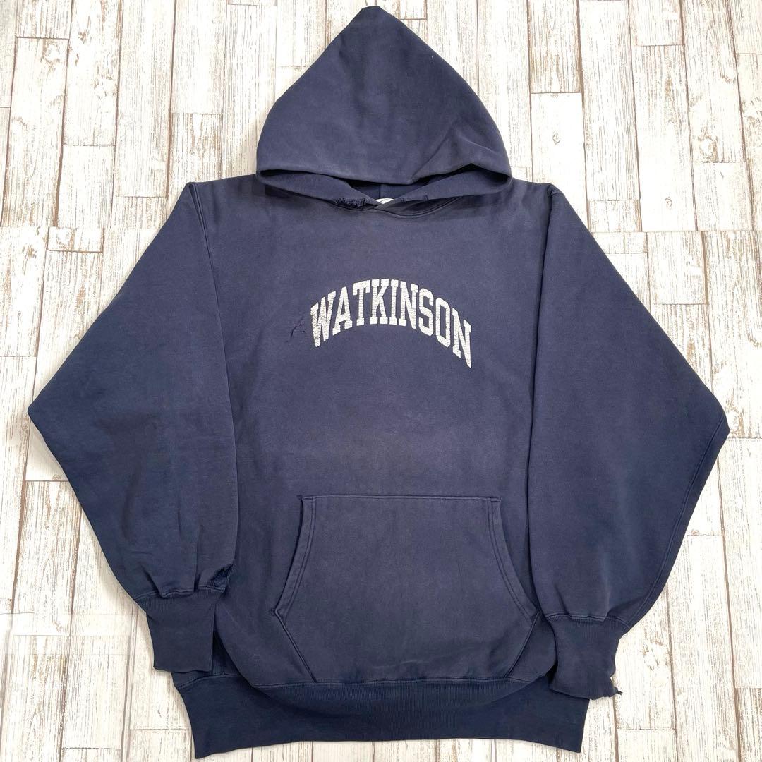 【雰囲気ネイビー！】チャンピオン　リバースウィーブ　フーディ　パーカー　紺　刺繍