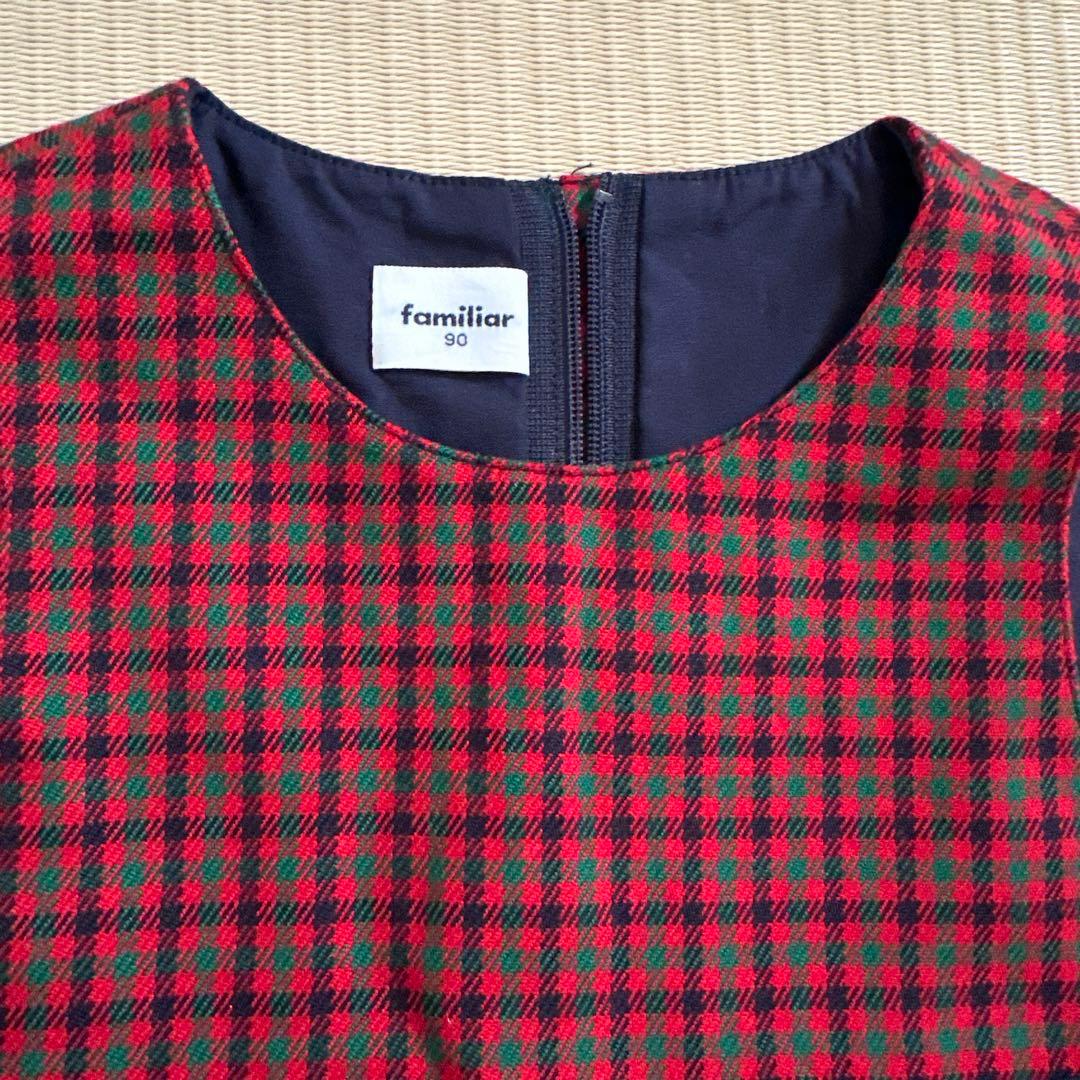 つ*む様 【美品】familiar チェック柄ワンピース 90