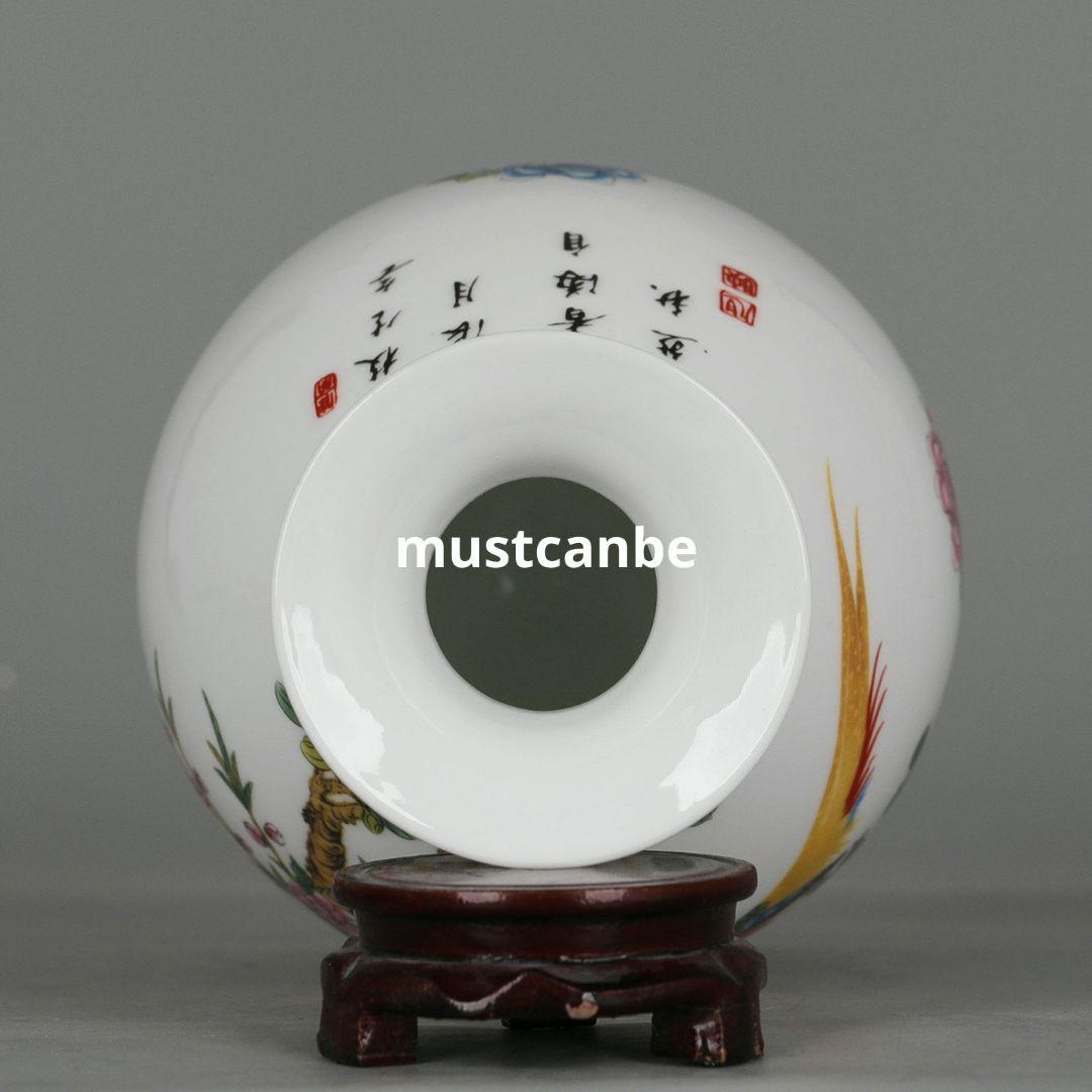 花鳥紋玉壺春瓶 花瓶 景徳鎮 陶磁器 装飾品 現代工芸品 美術品 置物