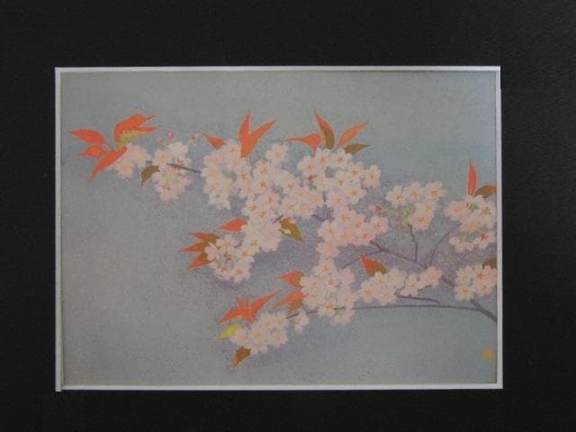 濱田台児、【桜】、希少な大判額装用画集より、美品、日本人画家、新品額装付