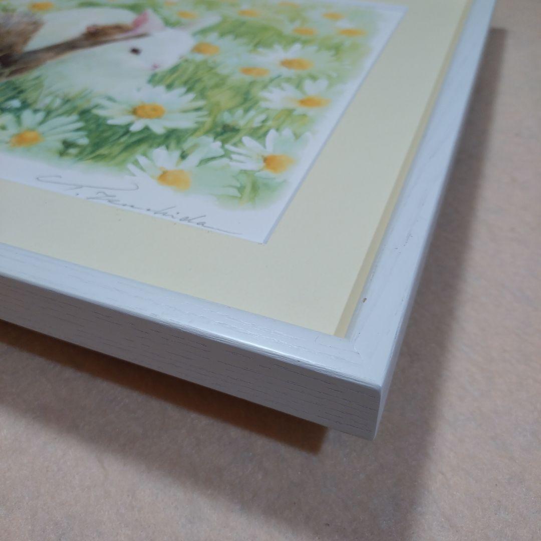 版画 額装品 土田穰 ウサギとリス ジクレー 限定品 癒し系 インテリア