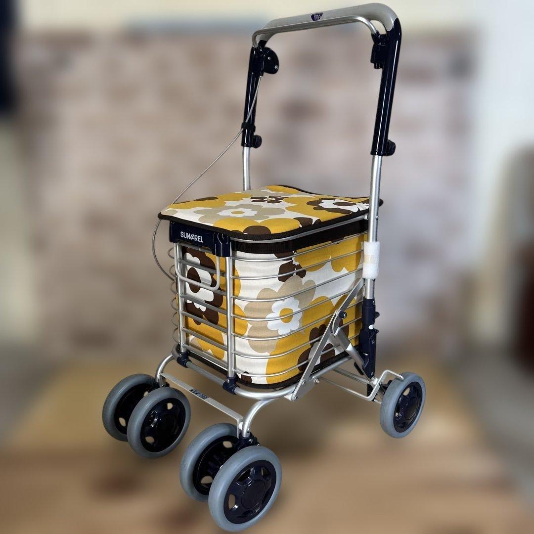 ユーバ産業 シルバーカー ショッピングカート スワレル イエロー 花柄