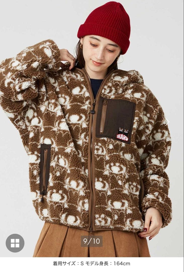イカク　IKAKU グラニフ　防風加工　アウター　ジャカードボアジップパーカー