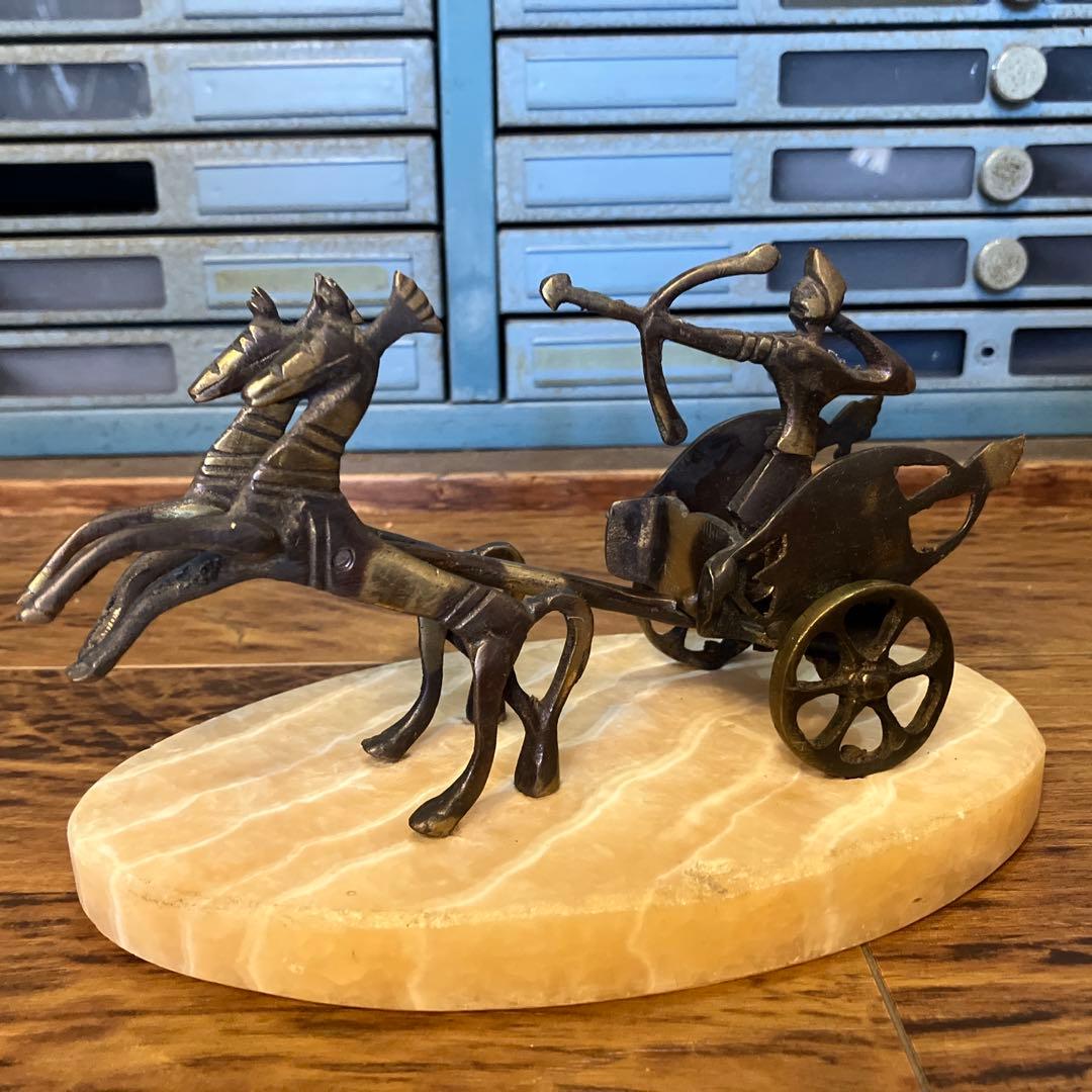 アンティーク チャリオット 置物 大理石 アキレウス 古代ギリシャ