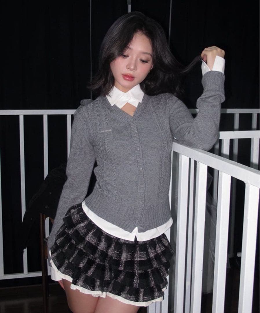 【新品タグ付】andwang Lady Docking Knit Tops