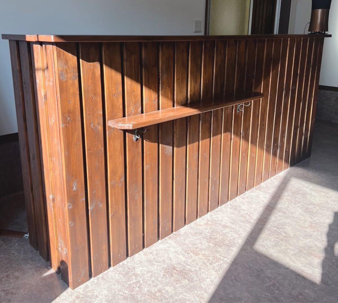 木製レジカウンター スリットデザイン たっぷり収納