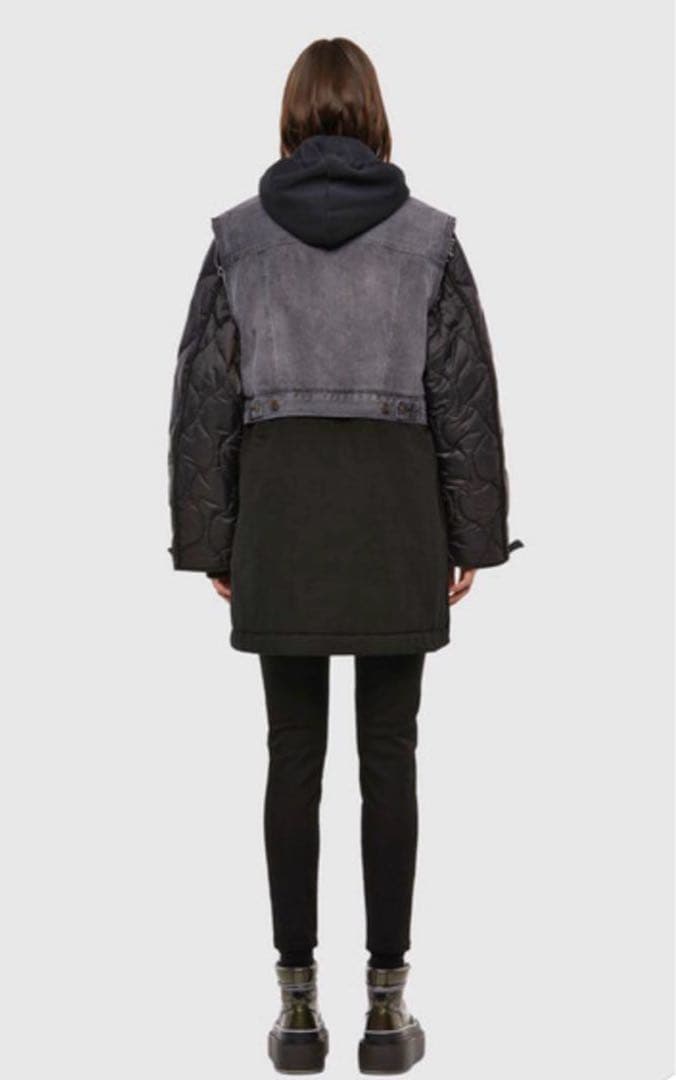 タグ付き】ディーゼル 2way デニム 切替 キルティング ロング コート