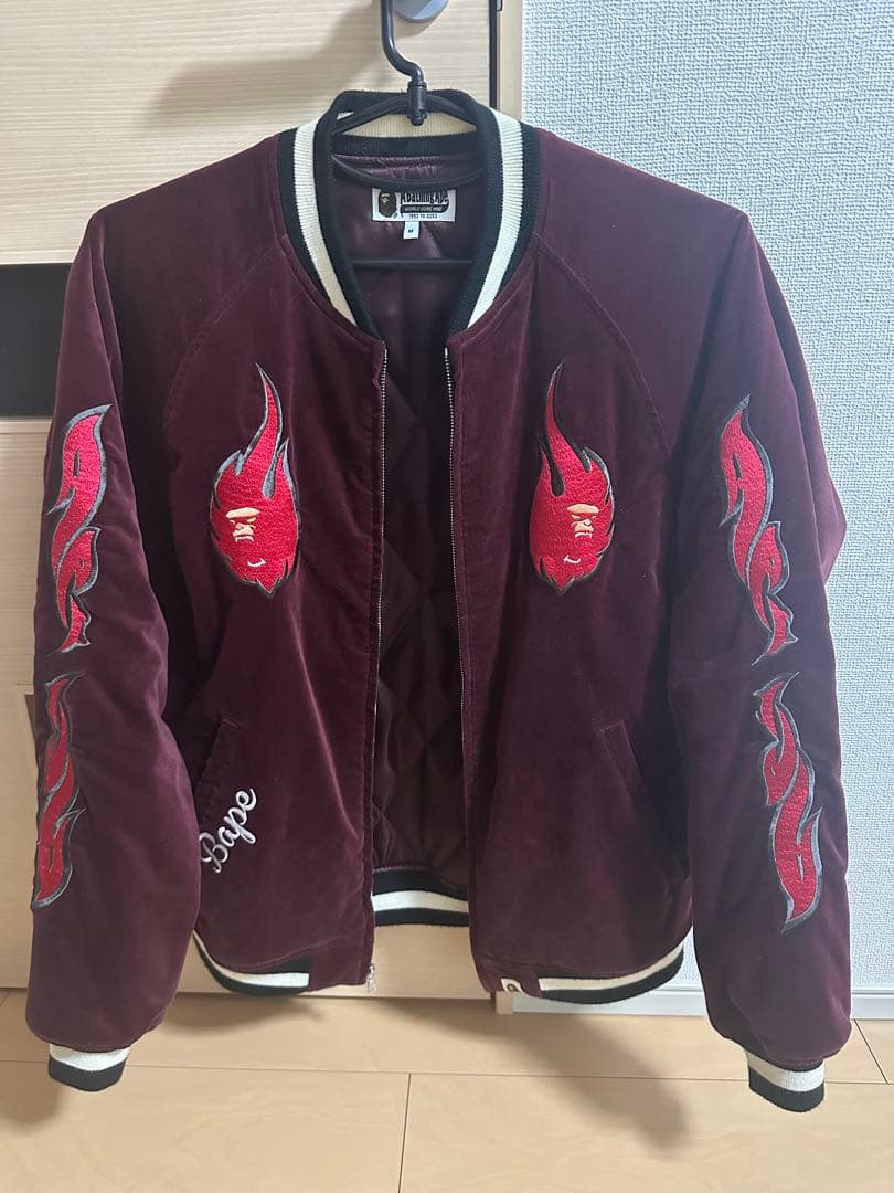 A Bathing Ape バーガンディ スカジャン エイプ　bape ape