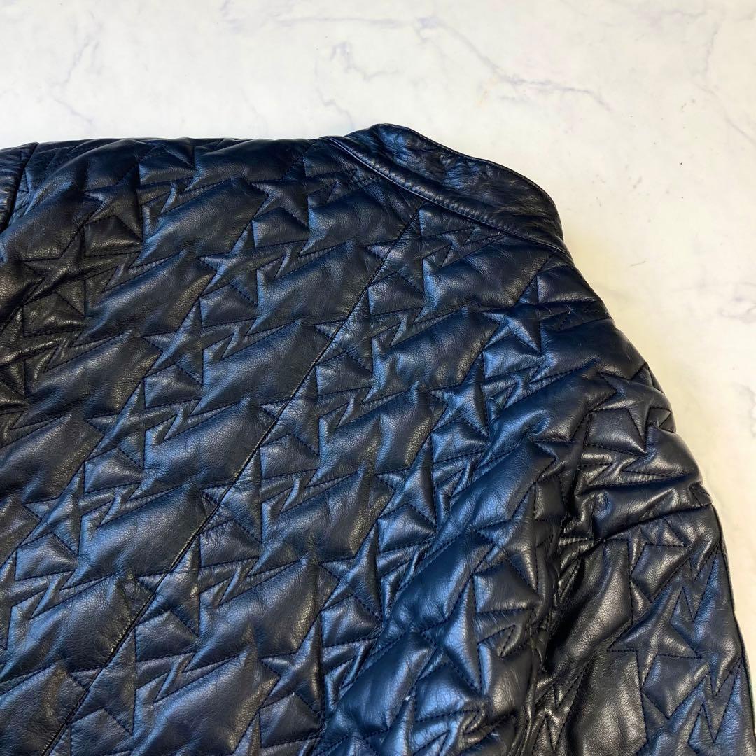 極希少 アベイサングエイプ レザー キルティング ダウン ジャケット