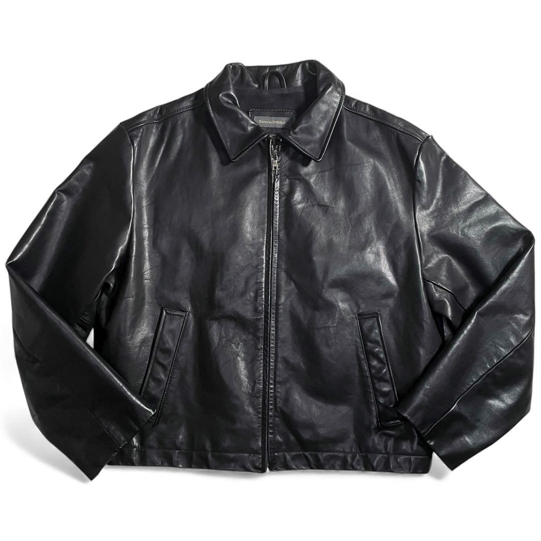 90s バナナリパブリック レザージャケット ライダースジャケット 襟付き