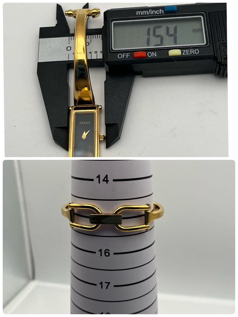 稼働 GUCCI グッチ 1500L 時計 クオーツ バングルウォッチ ゴールド