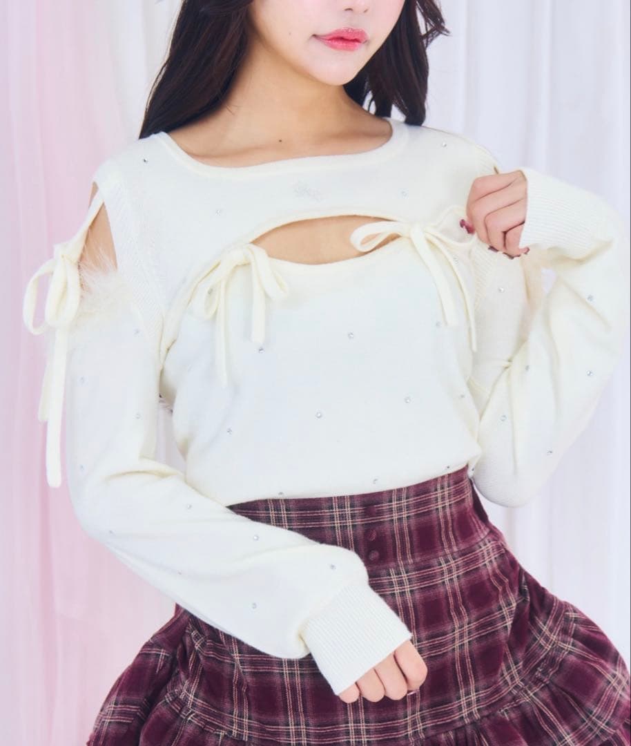 ビジューリボンニット ReAmour リアムール