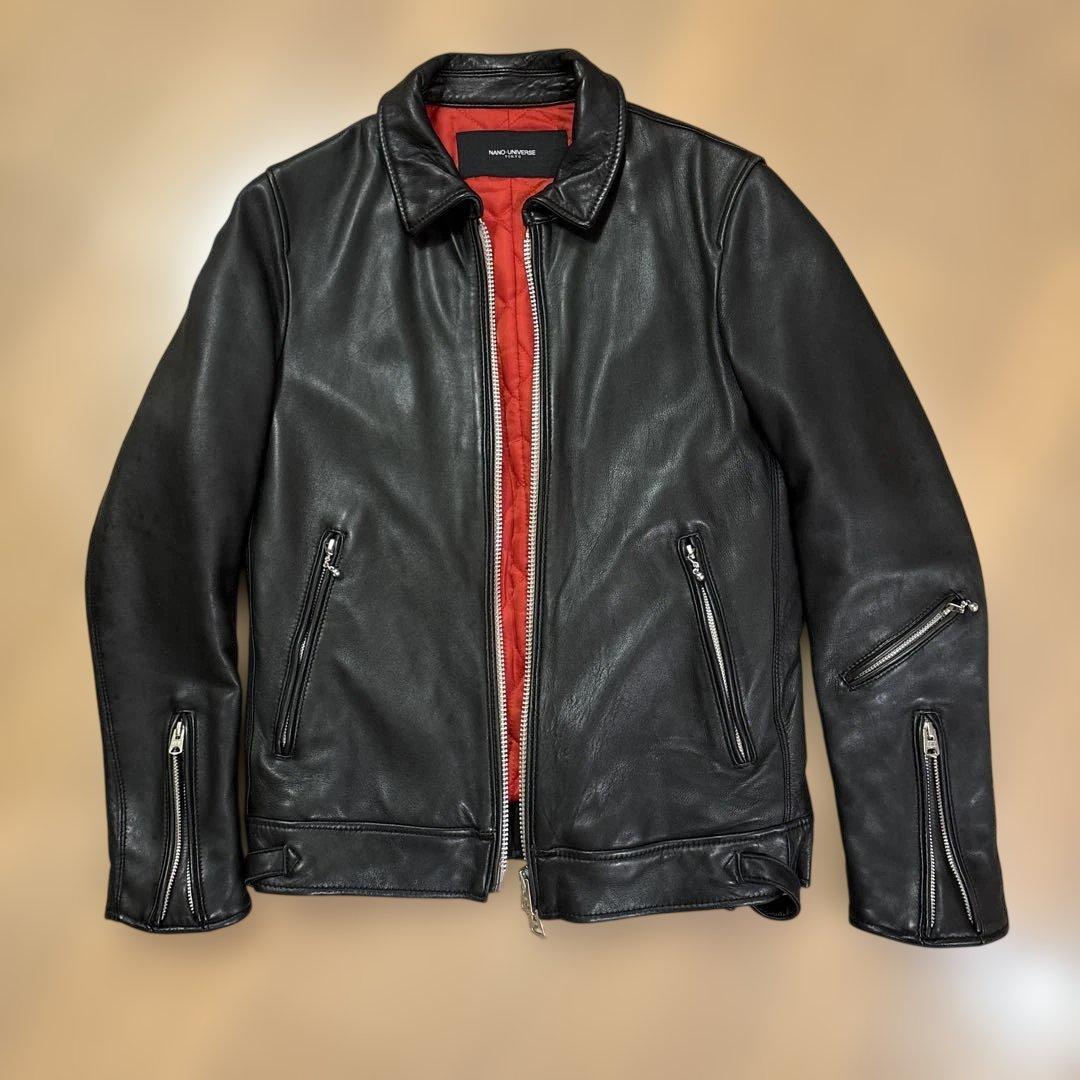 ナノユニバース ライダースジャケット NANO universe（ナノ・ユニバース） 革ジャン ライダース ラムナッパ