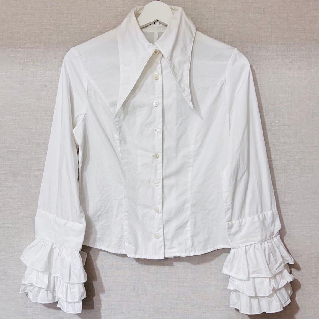 【BPN】フリル ブラウス 白 ホワイト ブラックピースナウ