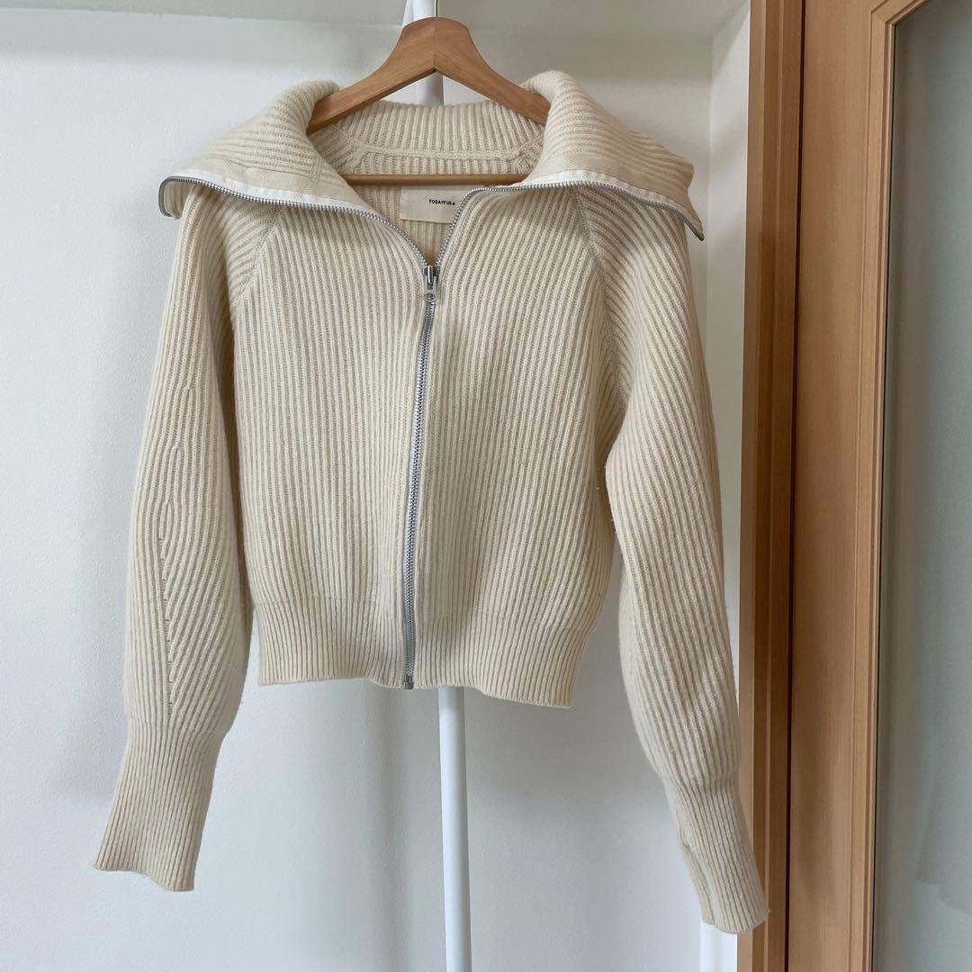 TODAYFUL アイボリー ジップアップニット - メルカリ