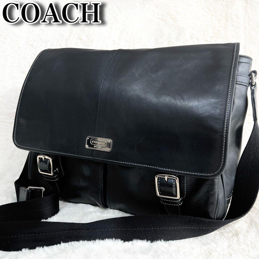 【TON】コーチ✨️美品　フラップ　メッセンジャーバッグ　Ａ４収納可　レザー