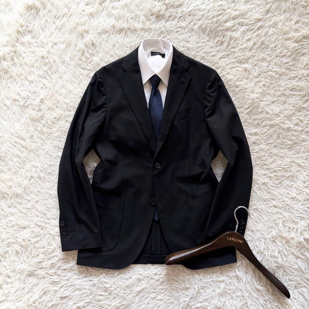 <美品>LARDINI ブラック ウール ジャケット サイズ46 LARDINI (ラルディーニ) ウール シングル ニットジャケット