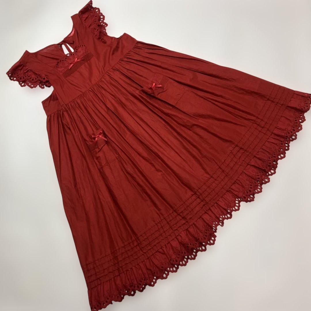 【美品】ピンクハウス 赤 豪華綿ローンタブリエ/2024年 春