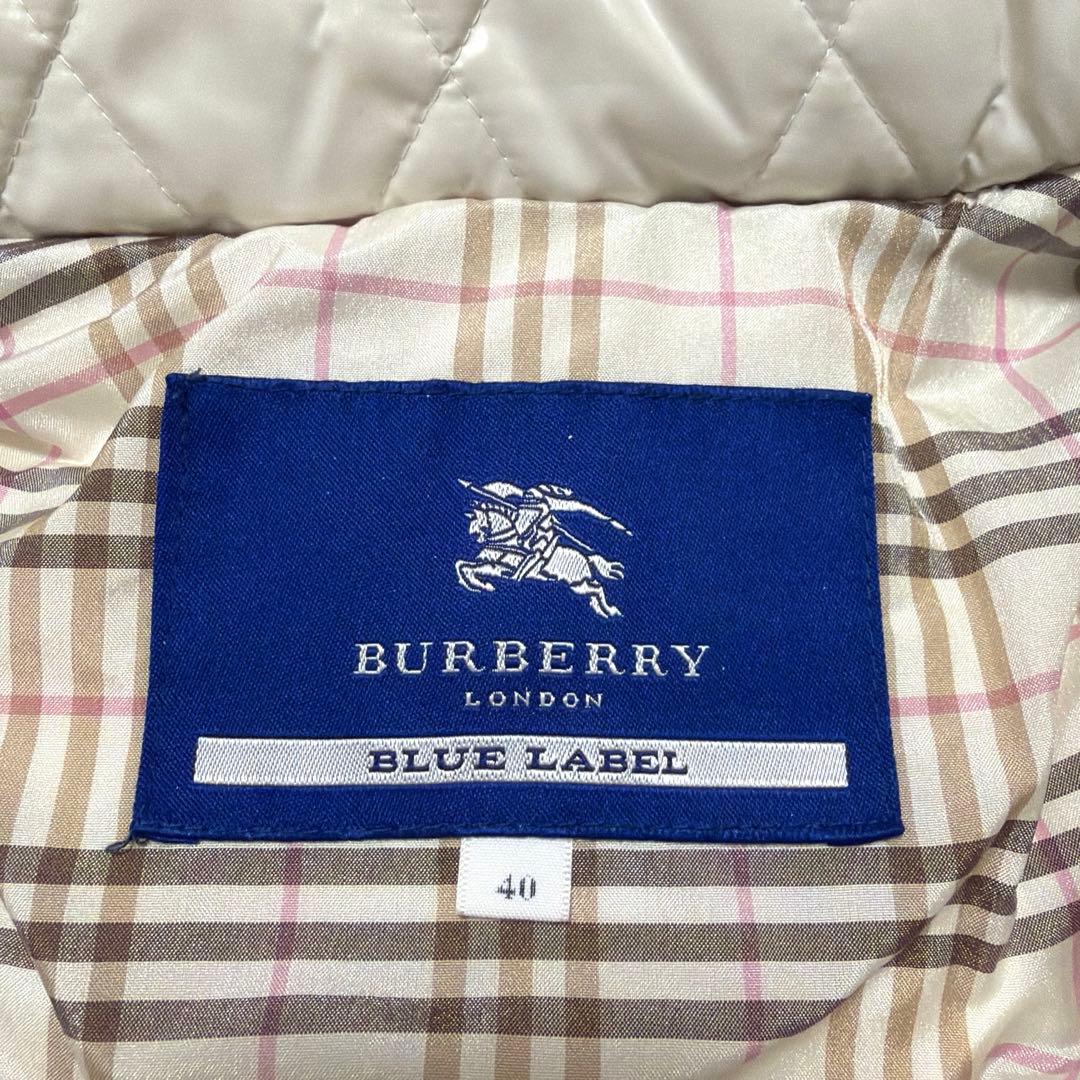 バーバリーブルーレーベル ダウンコート M ノバチェック ホワイト