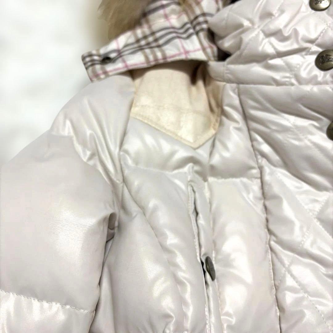 バーバリーブルーレーベル ダウンコート M ノバチェック ホワイト