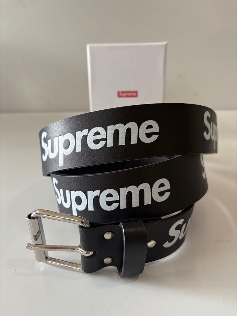 Supreme ロゴ入り 黒ベルト Size【L】 SUPREME シュプリーム 24SS Repeat Leather Belt Black