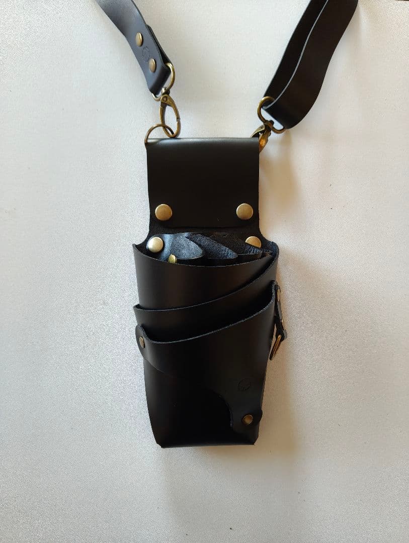 シザーケース　本革　4丁 黒