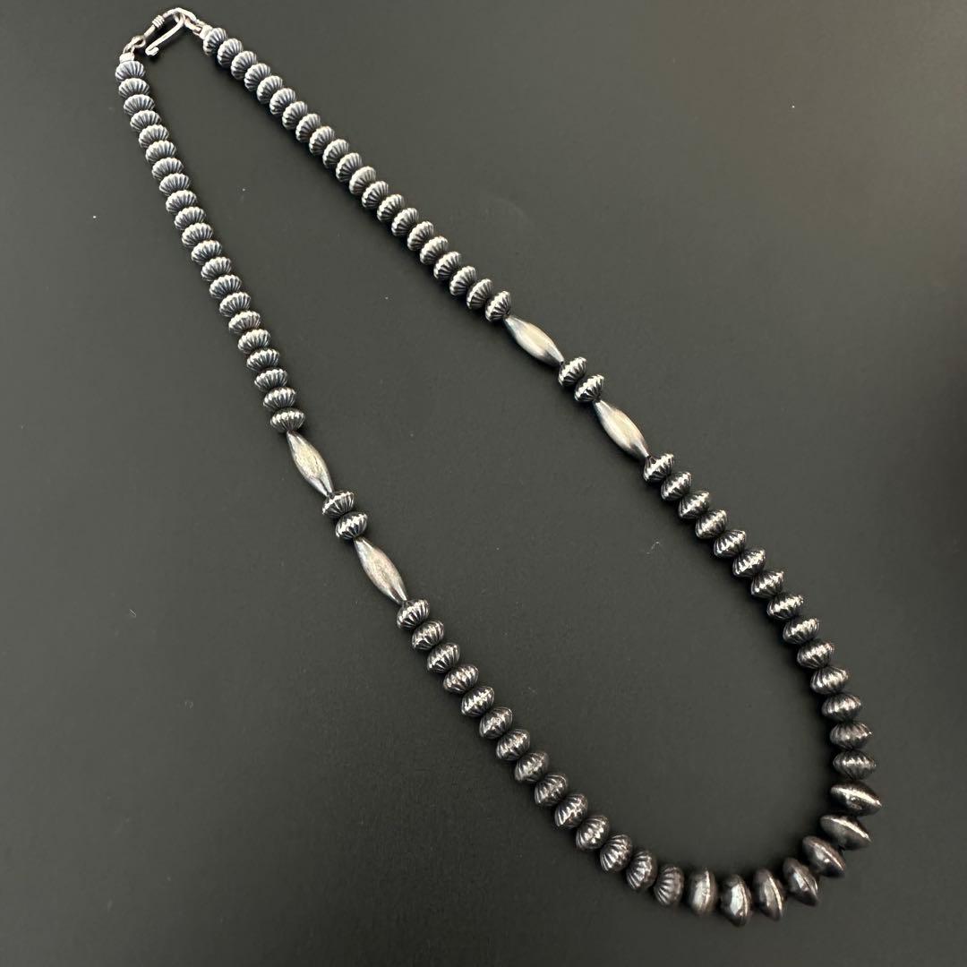 Navajo ナバホパール 燻し加工 そろばん型 ネックレス 47cm