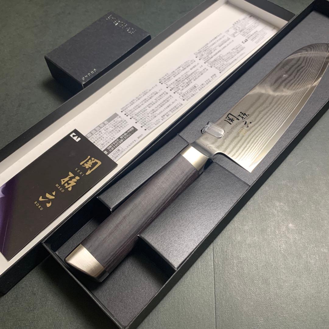 新品 関孫六 ダマスカス 三徳包丁 165mm AE5200 ②