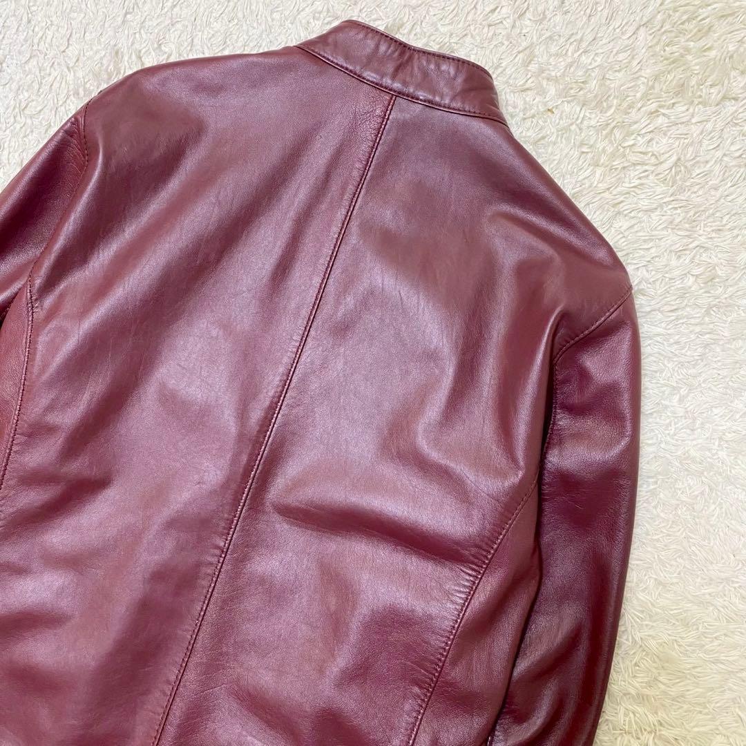 美品✨ メンズビギ ラムレザー シングルライダースジャケット ボルドー