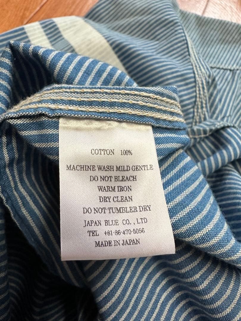 希少！桃太郎ジーンズ 対戦 ヒッコリー ストライプ長袖オープンシャツ