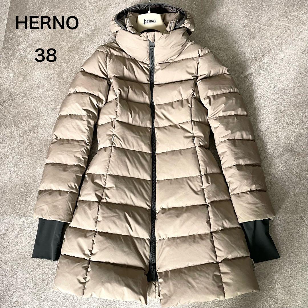 美品★ヘルノラミナー　ゴアテックス　ダウンコート　レディース　グレージュ系　38