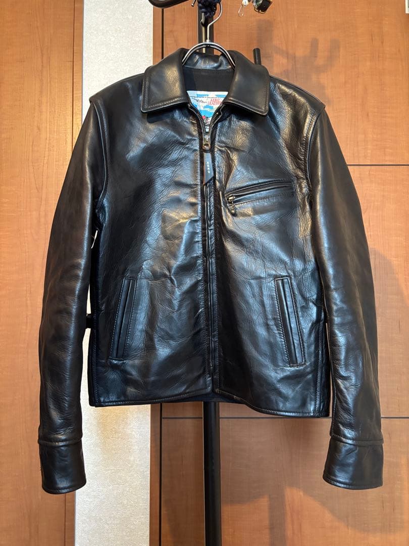 AERO LEATHER　ハーフベルトSTFレザージャケット　32サイズ　黒