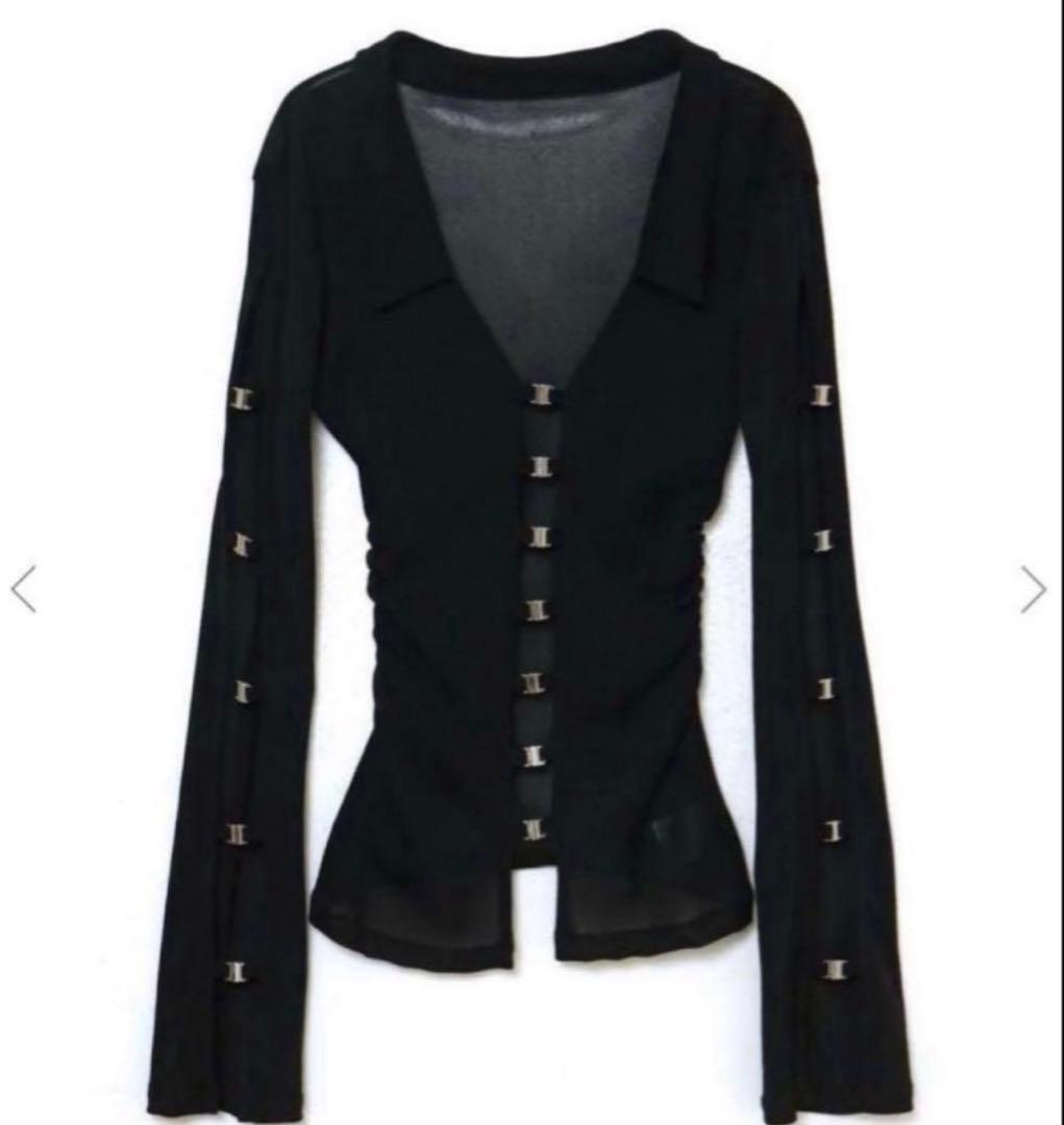 トップス melt the lady sheer hook tops black