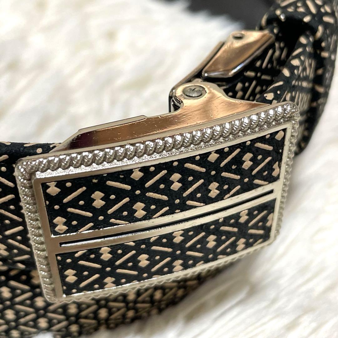 印傳屋 印伝 鹿革 レザーベルト 黒 インデンヤ ひょうたん M30 - メルカリ