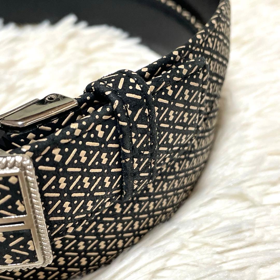 印傳屋 印伝 鹿革 レザーベルト 黒 インデンヤ ひょうたん M30 - メルカリ