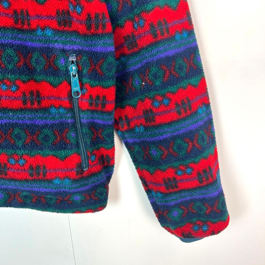 エルエルビーンL.L.Beanフリースジャケット総柄ネイティブ柄ボーダー