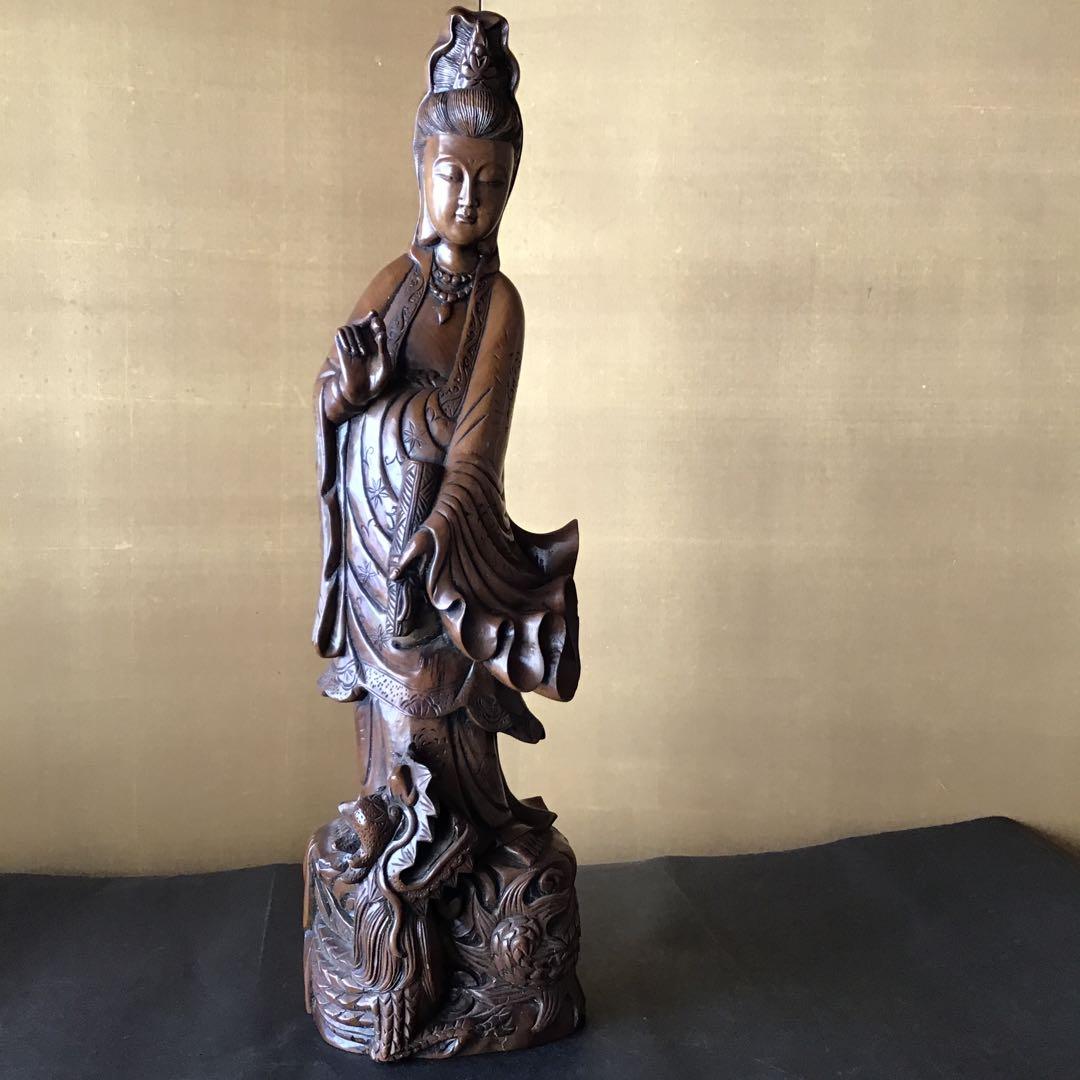 観音菩薩像￼木彫刻　　　　　　　　玄4